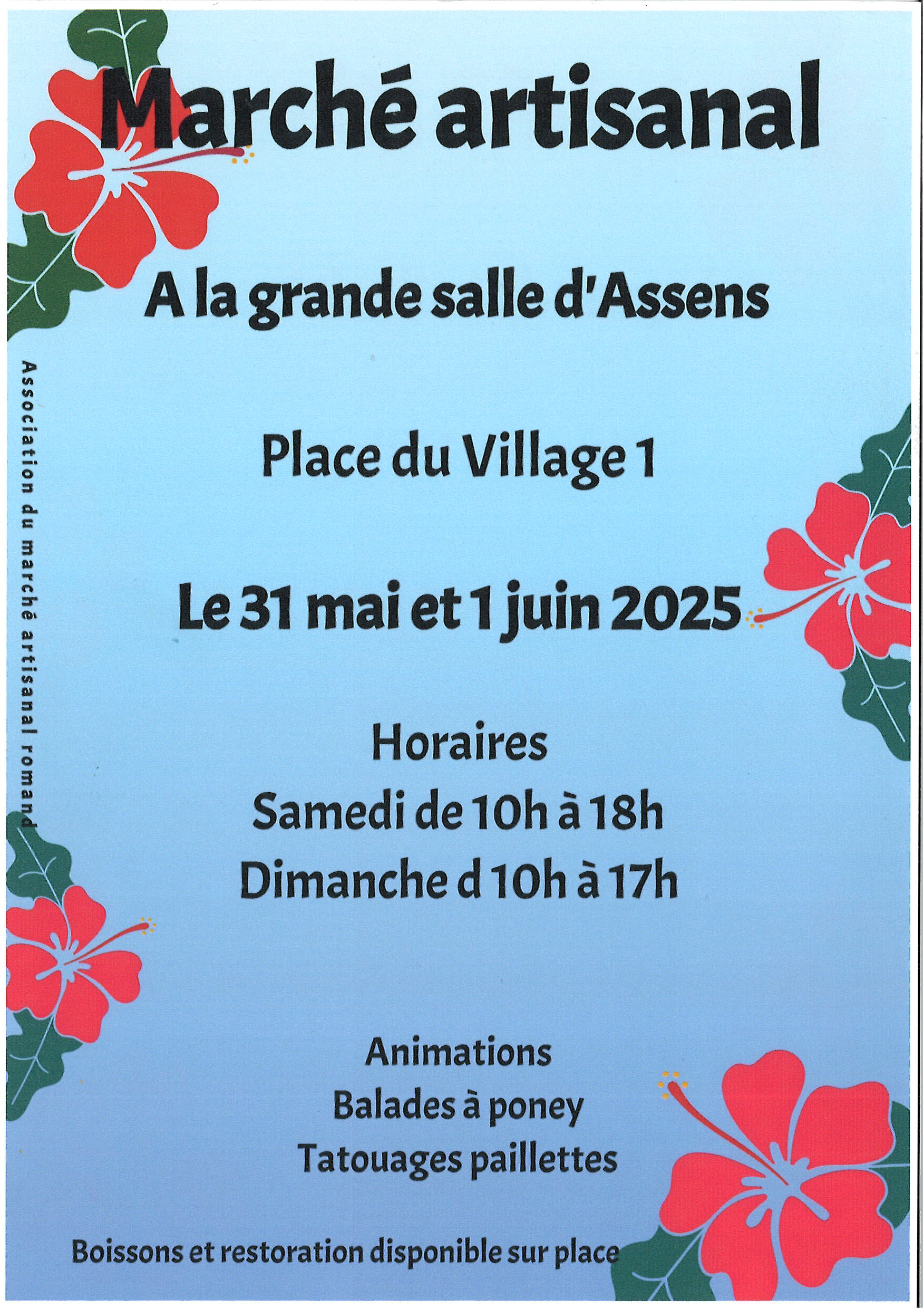 Marché artisanal les 31 mai et 1er juin 2025