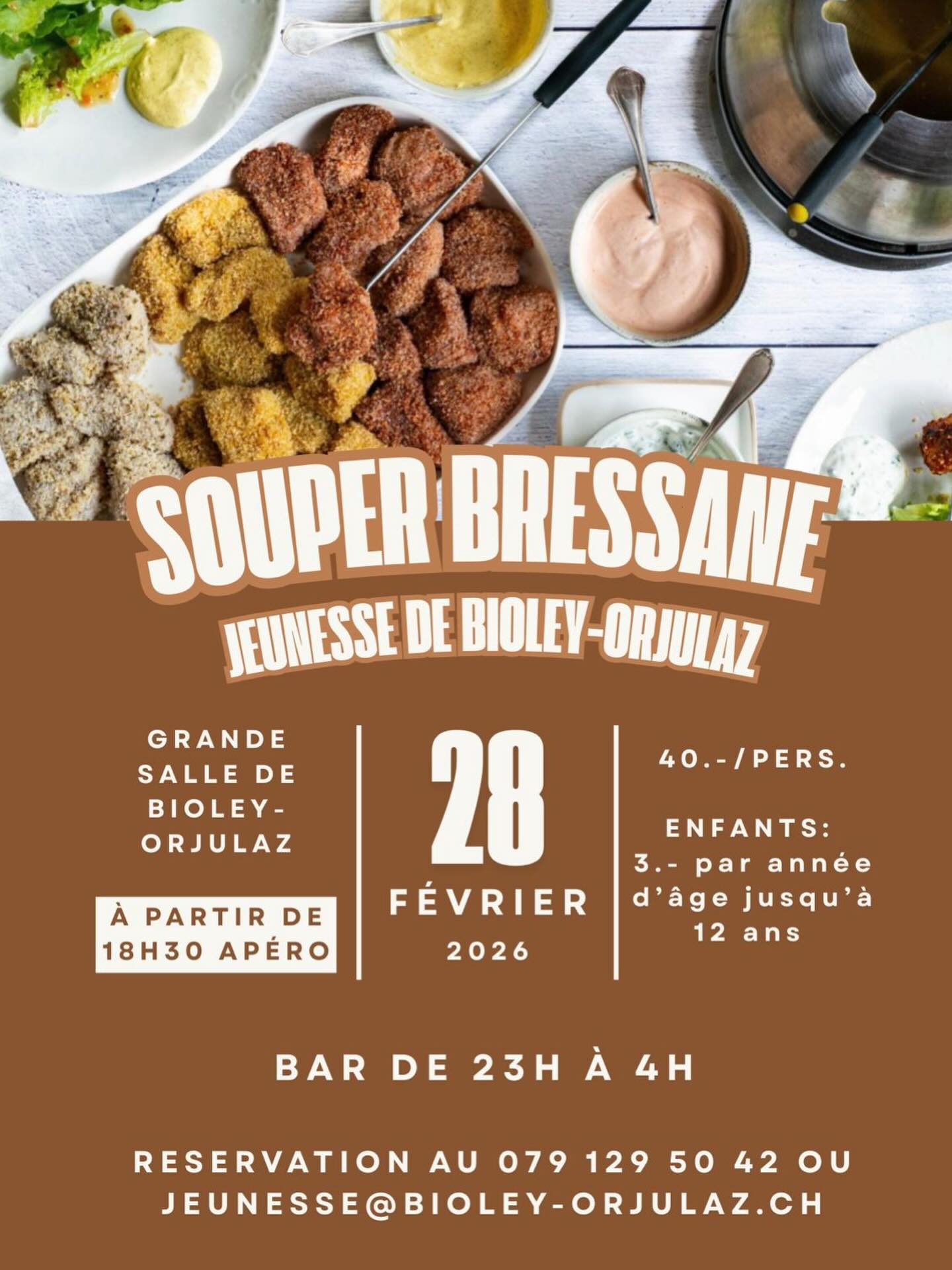 Souper Bressane - Samedi 28 février 2026 à partir de 18h30- Maison villageoise à Bioley-Orjulaz