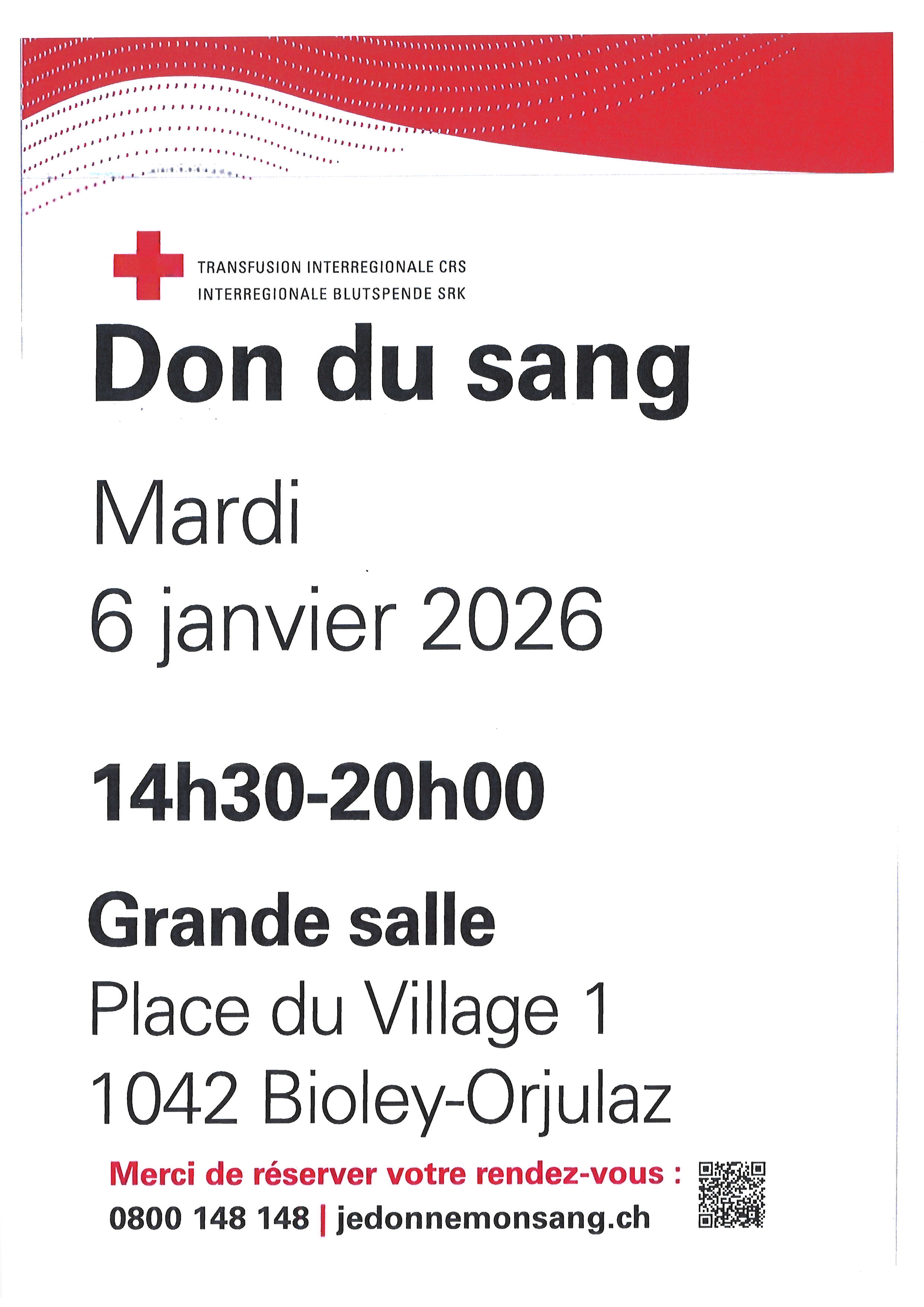 DON DU SANG - Mardi 6 janvier 2026
